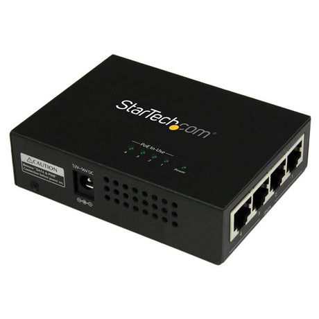 STARTECH 4 Port Gigabit Midspan - PoE+ Injector - 802.3at and 802.3af - Wall-mountable Power over Ethernet Midspan (POEINJ4G)