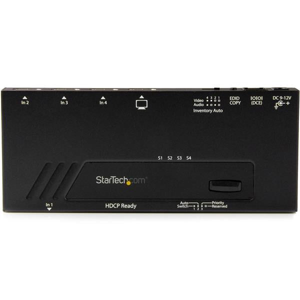 STARTECH 4-Port HDMI Automatic Video Switch - 4K 2x1 HDMI Switch with Fast Switching | Auto-sensing and Serial Control (VS421HD4KA)