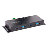 STARTECH 4-Port Industrial USB 3.0 5Gbps Hub - Rugged USB Hub w| ESD and Surge Protection - DIN|Wall|Desk Mountable USB-A Hub - USB Expander w|Locking Ports | Heavy Duty (5G4AINDNP-USB-A-HUB) (5G4AINDNP-USB-A-HUB)
