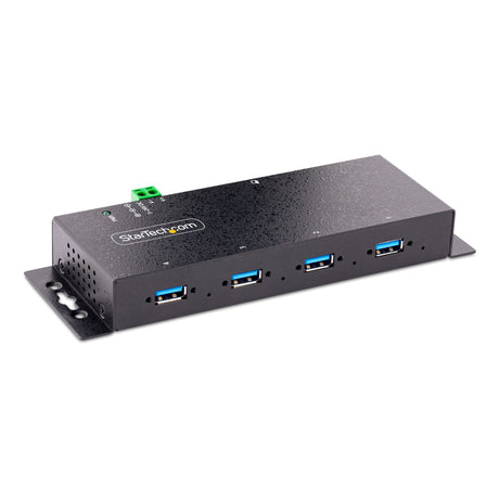 STARTECH 4-Port Industrial USB 3.0 5Gbps Hub - Rugged USB Hub w| ESD and Surge Protection - DIN|Wall|Desk Mountable USB-A Hub - USB Expander w|Locking Ports | Heavy Duty (5G4AINDNP-USB-A-HUB) (5G4AINDNP-USB-A-HUB)