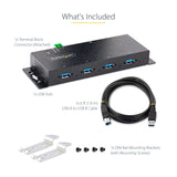 STARTECH 4-Port Industrial USB 3.0 5Gbps Hub - Rugged USB Hub w| ESD and Surge Protection - DIN|Wall|Desk Mountable USB-A Hub - USB Expander w|Locking Ports | Heavy Duty (5G4AINDNP-USB-A-HUB) (5G4AINDNP-USB-A-HUB)