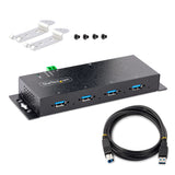 STARTECH 4-Port Industrial USB 3.0 5Gbps Hub - Rugged USB Hub w| ESD and Surge Protection - DIN|Wall|Desk Mountable USB-A Hub - USB Expander w|Locking Ports | Heavy Duty (5G4AINDNP-USB-A-HUB) (5G4AINDNP-USB-A-HUB)