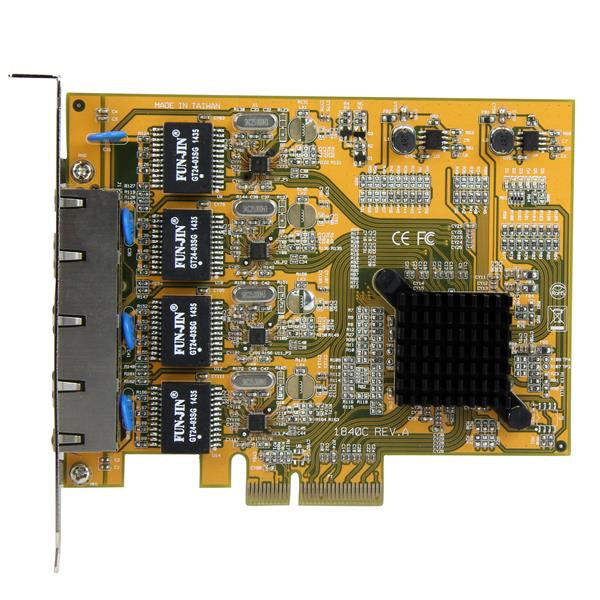 STARTECH 4 Port PCIe Network Card - Standard Profile - RJ45 Port - Realtek RTL8111G Chipset - Ethernet Network Card - NIC Server Adapter Network Card (ST1000SPEX43) (ST1000SPEX43)