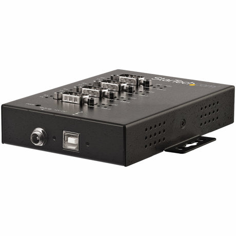 STARTECH 4 Port Serial Hub USB to RS232|RS485|RS422 Adapter - Industrial USB 2.0 to DB9 Serial Converter Hub - IP30 Rated - Din Rail Mountable Metal Serial Hub - 15kV ESD Protection (ICUSB234854I) (ICUSB234854I)