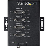 STARTECH 4 Port Serial Hub USB to RS232|RS485|RS422 Adapter - Industrial USB 2.0 to DB9 Serial Converter Hub - IP30 Rated - Din Rail Mountable Metal Serial Hub - 15kV ESD Protection (ICUSB234854I) (ICUSB234854I)