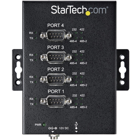 STARTECH 4 Port Serial Hub USB to RS232|RS485|RS422 Adapter - Industrial USB 2.0 to DB9 Serial Converter Hub - IP30 Rated - Din Rail Mountable Metal Serial Hub - 15kV ESD Protection (ICUSB234854I) (ICUSB234854I)
