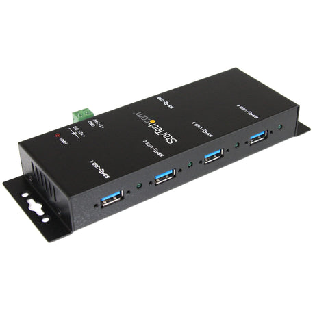 STARTECH 4-Port USB 3.0 Hub - Metal Industrial USB-A Hub - Wall or Desk Mountable USB Data Hub - TAA Compliant USB Expander Hub (ST4300USBM) (ST4300USBM)
