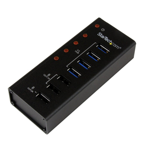 STARTECH 4 Port USB 3.0 Hub plus 3 Dedicated USB Charging Ports (2 x 1A & 1 x 2A) - Wall Mountable Metal Enclosure (ST4300U3C3)