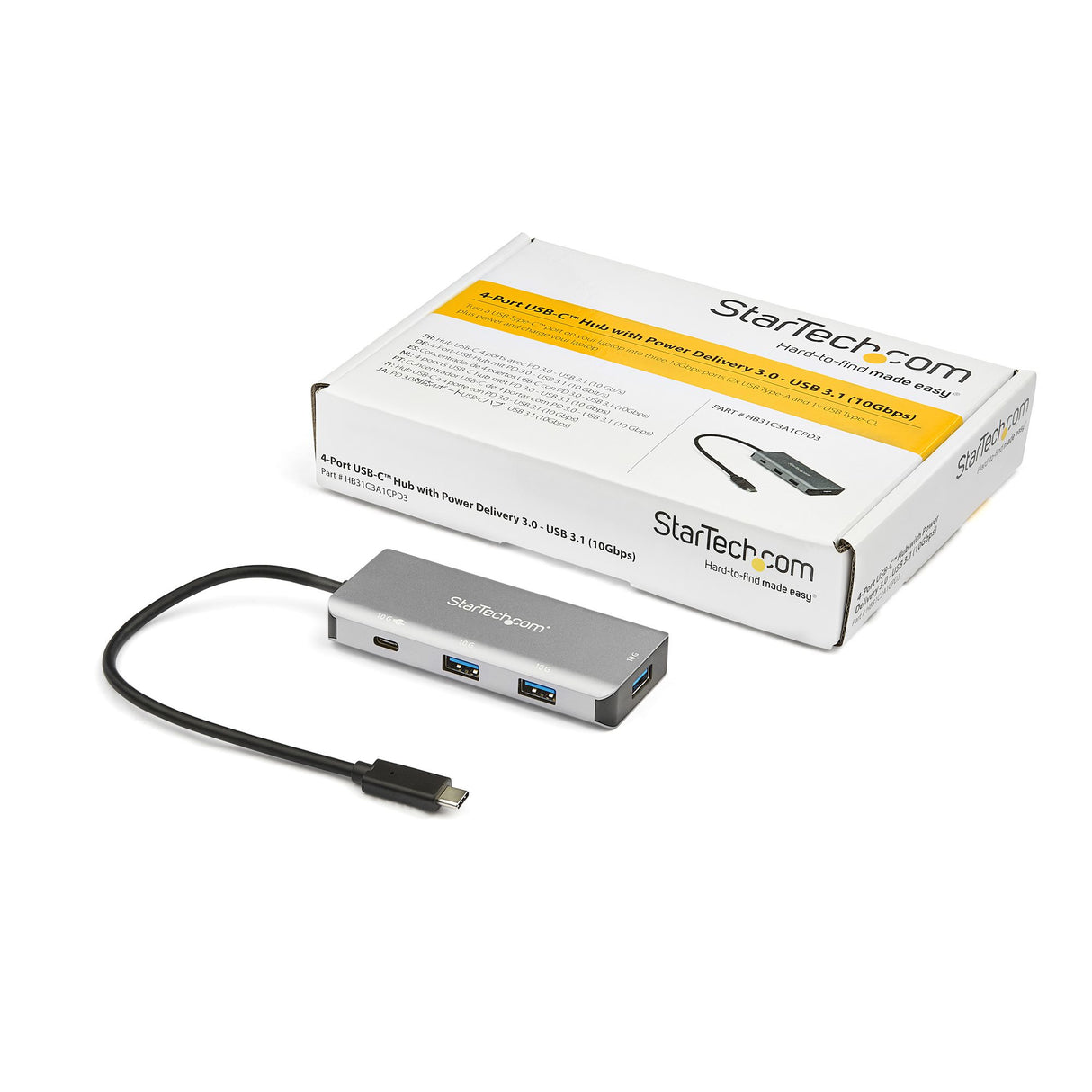 STARTECH 4 Port USB C Hub (10Gbps) to 3x USB-A & 1x USB-C - 100W Power Delivery Passthrough Charging - Portable USB 3.1 Gen 2|USB 3.2 Gen 2 Type C Laptop Adapter - Works w| TB3 (HB31C3A1CPD3) (HB31C3A1CPD3)