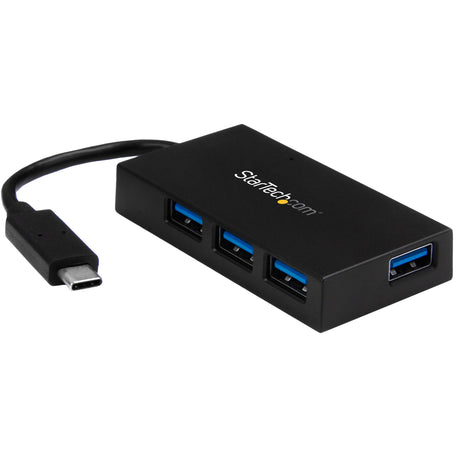 STARTECH 4 Port USB C Hub - USB Type-C Hub w| 4x USB-A Ports (USB 3.0|3.1 Gen 1 SuperSpeed 5Gbps) - USB Bus or Self Power - Portable USB-C to USB-A BC 1.2 Charging Hub w| Power Adapter (HB30C4AFS) (HB30C4AFS)
