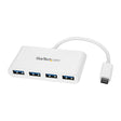 STARTECH 4 Port USB C Hub with 4x USB-A Ports (USB 3.0 SuperSpeed 5Gbps) - USB Bus Powered - Portable|Laptop USB-C to USB-A Adapter Hub - USB 3.1 Gen 1|USB 3.2 Gen 1 Type-C Hub - White (HB30C4ABW) (HB30C4ABW)