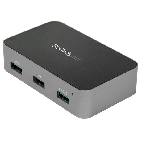STARTECH 4 Port USB C Hub with Power Adapter - USB 3.1|3.2 Gen 2 (10Gbps) - USB Type C to 4x USB-A - Self Powered Desktop USB Hub with Fast Charging Port (BC 1.2) - Desk Mountable (HB31C4AS) (HB31C4AS)
