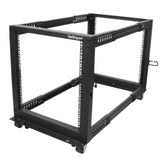 STARTECH 4-Post 12U Mobile Open Frame Server Rack | 19in Network Rack with Wheels | Rolling Rack for Computer|AV|Data|IT Equipment - Casters | Leveling Feet or Floor Mounting (4POSTRACK12U) (4POSTRACK12U)