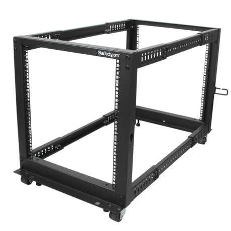 STARTECH 4-Post 12U Mobile Open Frame Server Rack | 19in Network Rack with Wheels | Rolling Rack for Computer|AV|Data|IT Equipment - Casters | Leveling Feet or Floor Mounting (4POSTRACK12U) (4POSTRACK12U)
