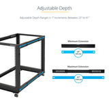STARTECH 4-Post 12U Mobile Open Frame Server Rack | 19in Network Rack with Wheels | Rolling Rack for Computer|AV|Data|IT Equipment - Casters | Leveling Feet or Floor Mounting (4POSTRACK12U) (4POSTRACK12U)