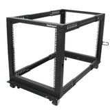 STARTECH 4-Post 12U Mobile Open Frame Server Rack | 19in Network Rack with Wheels | Rolling Rack for Computer|AV|Data|IT Equipment - Casters | Leveling Feet or Floor Mounting (4POSTRACK12U) (4POSTRACK12U)