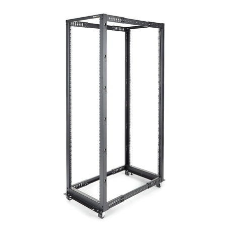 STARTECH 4-Post 42U Mobile Open Frame Server Rack | 19in Network Rack with Wheels | Rolling Rack for Computer|AV|Data|IT Equipment - Casters | Leveling Feet or Floor Mounting (4POSTRACK42) (4POSTRACK42)