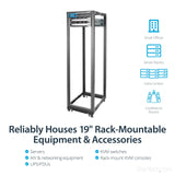 STARTECH 4-Post 42U Mobile Open Frame Server Rack | 19in Network Rack with Wheels | Rolling Rack for Computer|AV|Data|IT Equipment - Casters | Leveling Feet or Floor Mounting (4POSTRACK42) (4POSTRACK42)