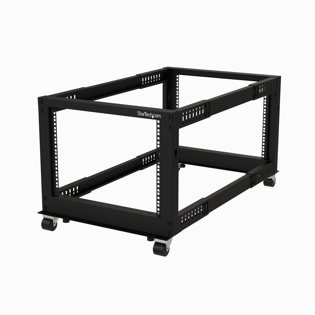 STARTECH 4-Post 8U Mobile Open Frame Server Rack | 19in Network Rack with Wheels | Small Rolling Rack for Computer|AV|Data|IT Equipment | Casters | Leveling Feet or Floor Mounting (4POSTRACK8U) (4POSTRACK8U)