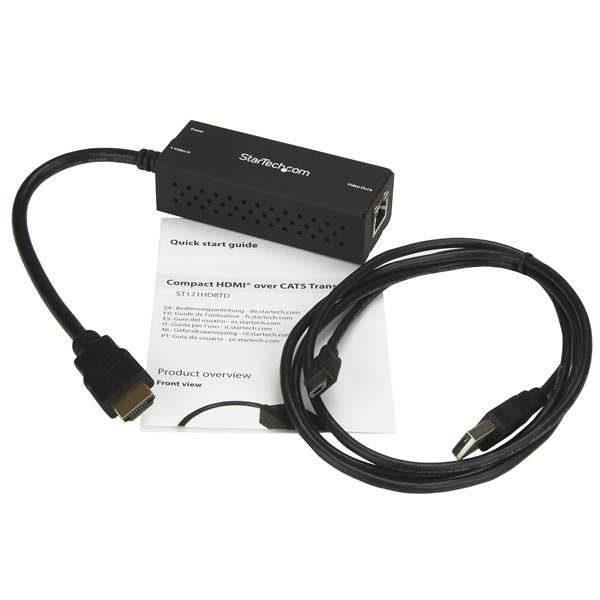 STARTECH 4K HDBaseT Extender - Compact - HDMI over CAT5e | CAT6 - HDMI to HDBaseT Converter - USB Powered - Up to 4K - HDMI over Ethernet (ST121HDBTD) (ST121HDBTD)