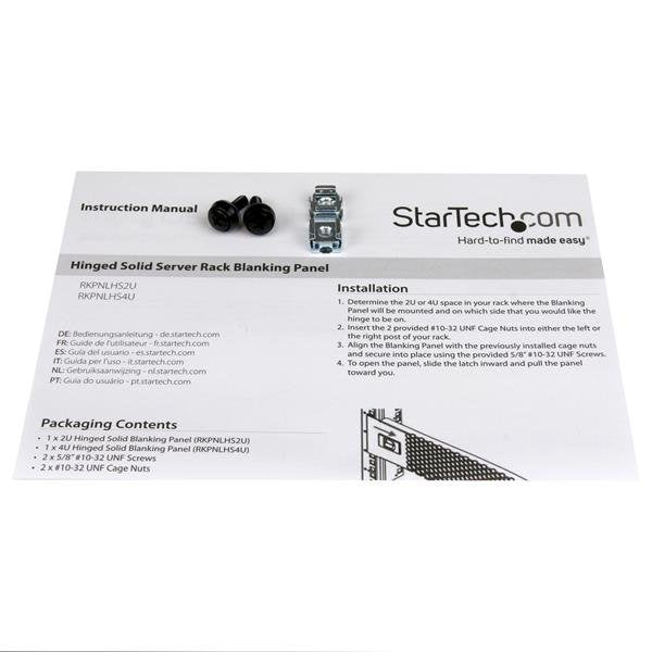 STARTECH 4U Solid Blank Panel with Hinge - Server Rack Filler Panel (RKPNLHS4U)