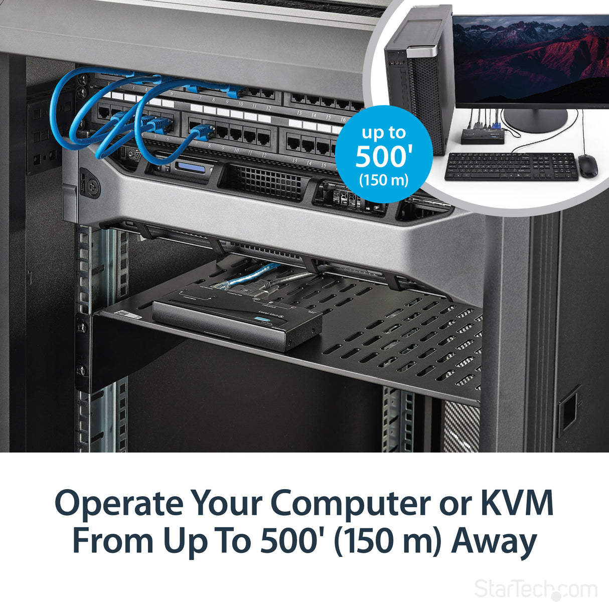 STARTECH 500ft VGA KVM Over IP Extender - PS|2 & USB Host - KVM Console Over CAT5 Ethernet for Multiple Servers | Computers (SV565UTPU) (SV565UTPU)