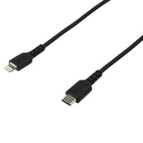 STARTECH 6 foot (2m) Durable Black USB-C to Lightning Cable - Heavy Duty Rugged Aramid Fiber USB Type A to Lightning Charger|Sync Power Cord - Apple MFi Certified iPad|iPhone 12 (RUSBCLTMM2MB) (RUSBCLTMM2MB)