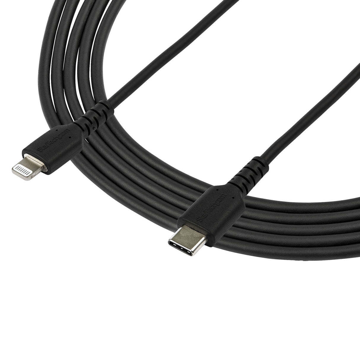 STARTECH 6 foot (2m) Durable Black USB-C to Lightning Cable - Heavy Duty Rugged Aramid Fiber USB Type A to Lightning Charger|Sync Power Cord - Apple MFi Certified iPad|iPhone 12 (RUSBCLTMM2MB) (RUSBCLTMM2MB)