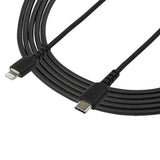 STARTECH 6 foot (2m) Durable Black USB-C to Lightning Cable - Heavy Duty Rugged Aramid Fiber USB Type A to Lightning Charger|Sync Power Cord - Apple MFi Certified iPad|iPhone 12 (RUSBCLTMM2MB) (RUSBCLTMM2MB)