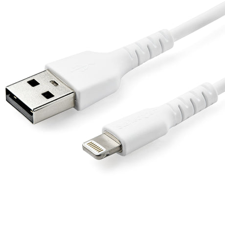 STARTECH 6 foot (2m) Durable White USB-A to Lightning Cable - Heavy Duty Rugged Aramid Fiber USB Type A to Lightning Charger|Sync Power Cord - Apple MFi Certified iPad|iPhone 12 (RUSBLTMM2M) (RUSBLTMM2M)