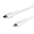 STARTECH 6 foot (2m) Durable White USB-C to Lightning Cable - Heavy Duty Rugged Aramid Fiber USB Type A to Lightning Charger|Sync Power Cord - Apple MFi Certified iPad|iPhone 12 (RUSBCLTMM2MW) (RUSBCLTMM2MW)