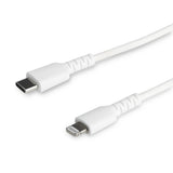 STARTECH 6 foot (2m) Durable White USB-C to Lightning Cable - Heavy Duty Rugged Aramid Fiber USB Type A to Lightning Charger|Sync Power Cord - Apple MFi Certified iPad|iPhone 12 (RUSBCLTMM2MW) (RUSBCLTMM2MW)