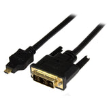 STARTECH 6ft (2m) Micro HDMI to DVI Cable - Micro HDMI to DVI Adapter Cable - Micro HDMI Type-D Device to DVI-D Single Link Monitor|Display|Projector Video Converter Cord - Durable (HDDDVIMM2M) (HDDDVIMM2M)