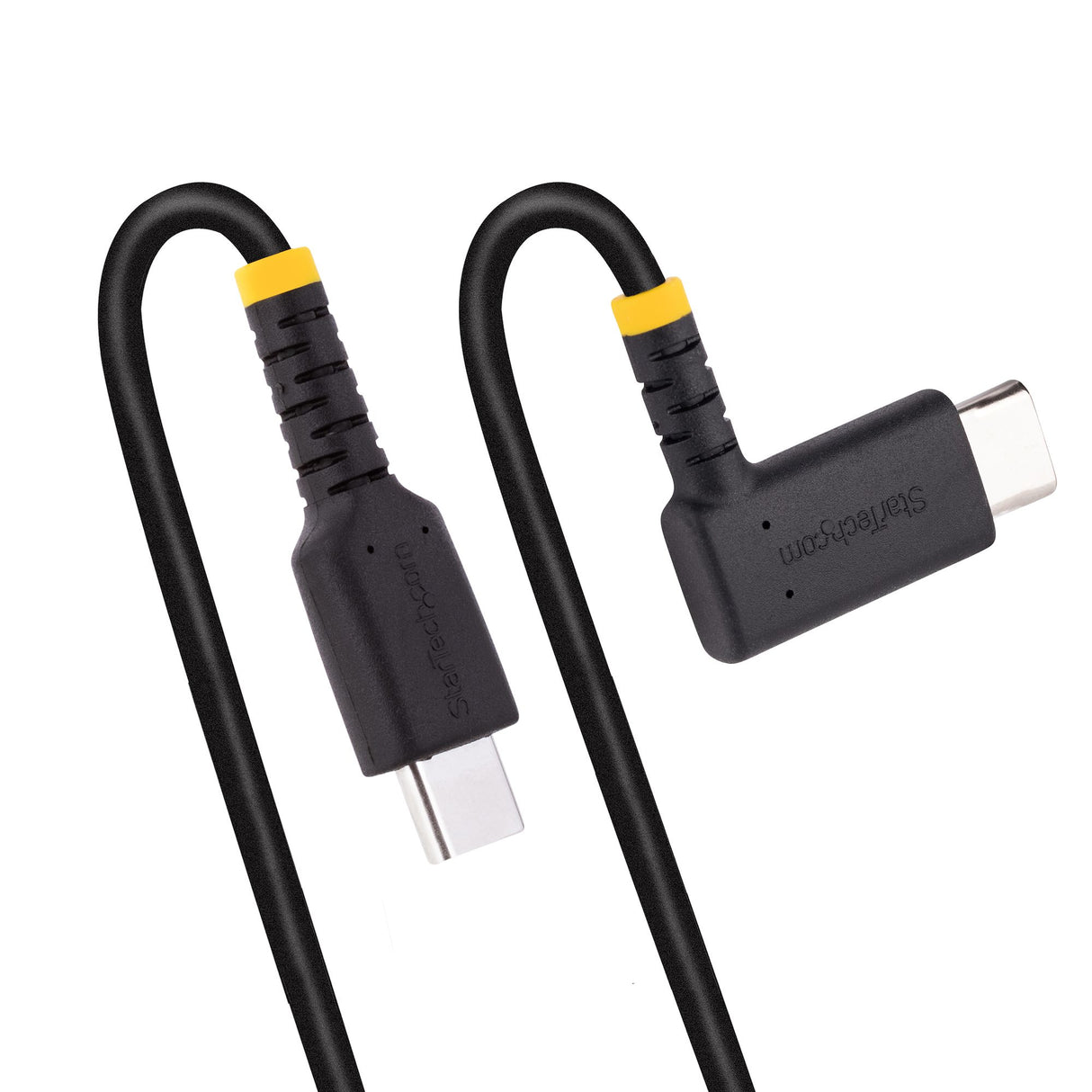 STARTECH 6ft (2m) USB C to C Charging Cable Right Angle - 60W PD 3A - Heavy Duty Fast Charge USB-C Cable - USB 2.0 Type-C - Rugged Aramid Fiber - USB Charging Cord (R2CCR-2M-USB-CABLE) (R2CCR-2M-USB-CABLE)