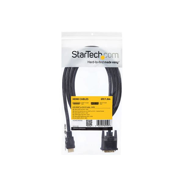 STARTECH 6ft HDMI to DVI D Adapter Cable - Bi-Directional - HDMI to DVI or DVI to HDMI Adapter for Your Computer Monitor (HDMIDVIMM6) (HDMIDVIMM6)