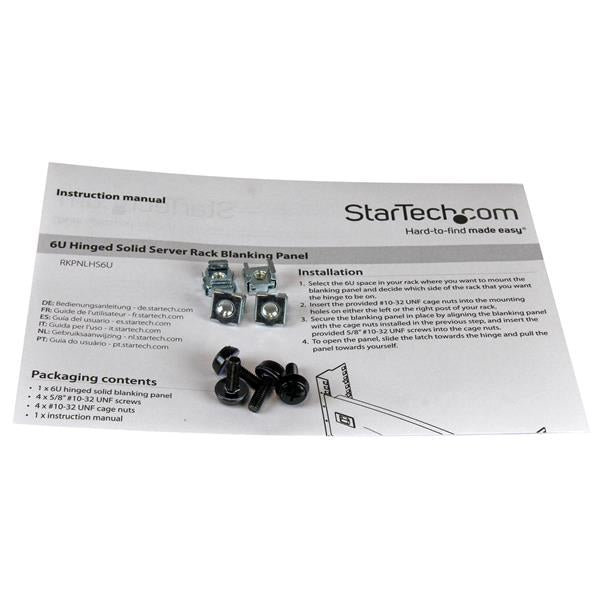 STARTECH 6U Solid Blank Panel with Hinge - Server Rack Filler Panel (RKPNLHS6U)