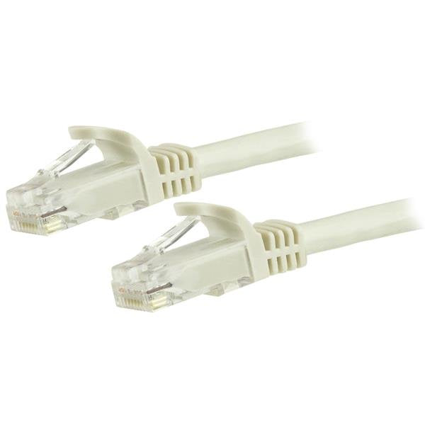 STARTECH 7.5m CAT6 Ethernet Cable - White CAT 6 Gigabit Ethernet Wire -650MHz 100W PoE RJ45 UTP Network|Patch Cord Snagless w|Strain Relief Fluke Tested|Wiring is UL Certified|TIA (N6PATC750CMWH) (N6PATC750CMWH)