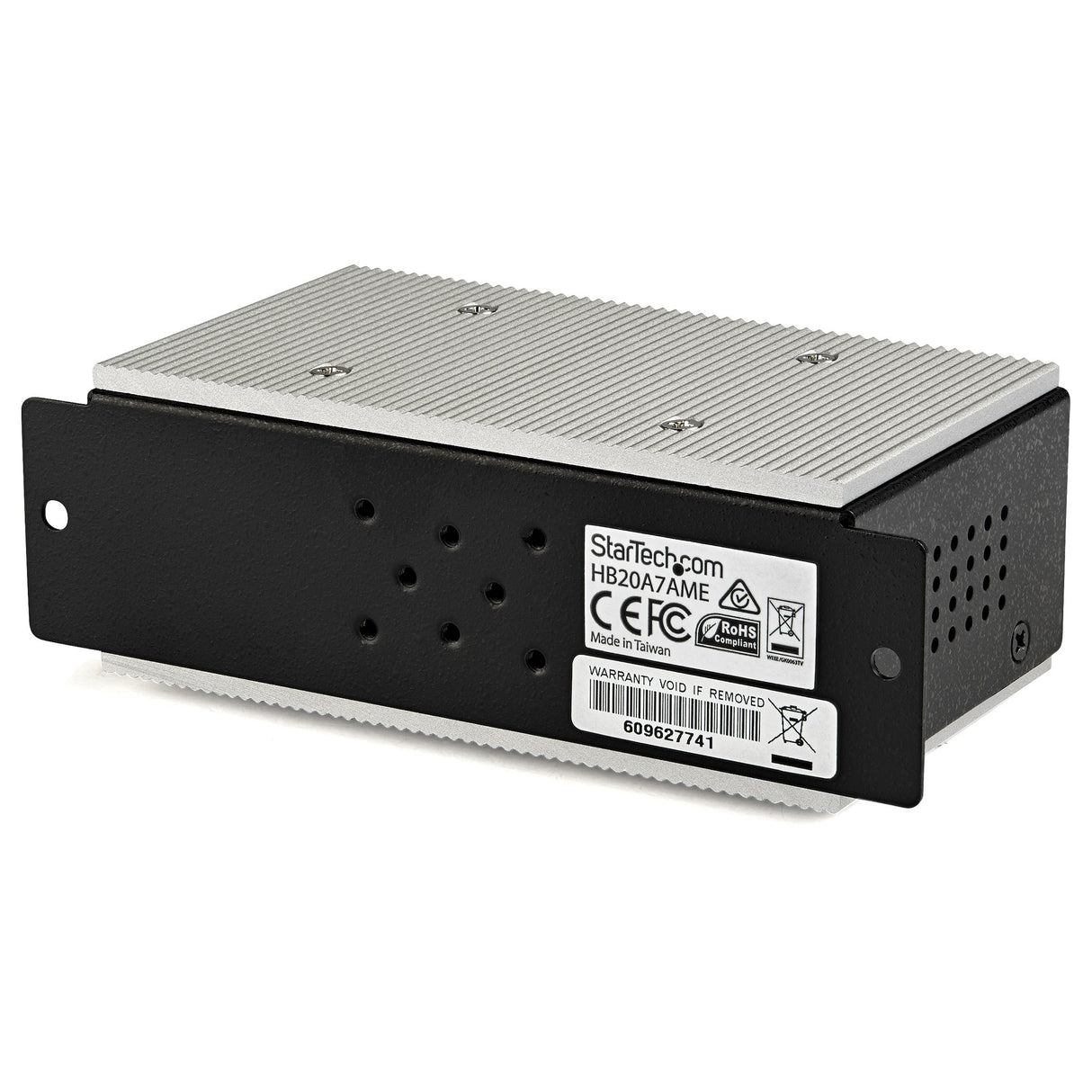 STARTECH 7-Port USB 2.0 Hub - Metal Industrial USB-A Hub with ESD & 350W Surge Protection - Extended Operating Temp -40 to 185°F - Din Rail|Wall|Desk Mountable - USB Expander Hub (HB20A7AME) (HB20A7AME)
