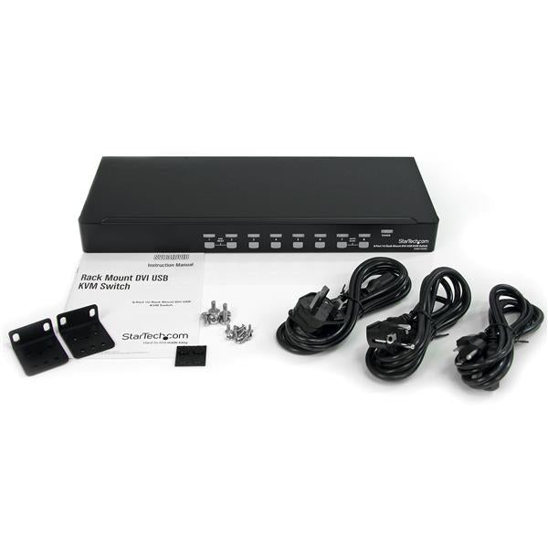 STARTECH 8 Port 1U Rackmount DVI USB KVM Switch - USB DVI KVM Switch - DVI KVM Switch - USB KVM Switch (SV831DVIU)