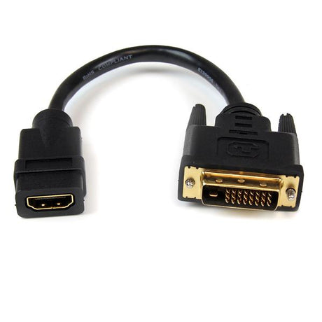 STARTECH 8in HDMI to DVI-D Video Cable Adapter - HDMI Female to DVI Male - HDMI to DVI Dongle Adapter Cable (HDDVIFM8IN)