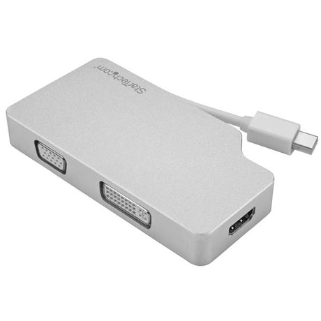 STARTECH Aluminum Travel A|V Adapter: 3-in-1 Mini DisplayPort to VGA | DVI or HDMI - mDP Adapter - 4K (MDPVGDVHD4K)