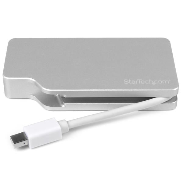 STARTECH Aluminum Travel A|V Adapter: 3-in-1 Mini DisplayPort to VGA | DVI or HDMI - mDP Adapter - 4K (MDPVGDVHD4K)