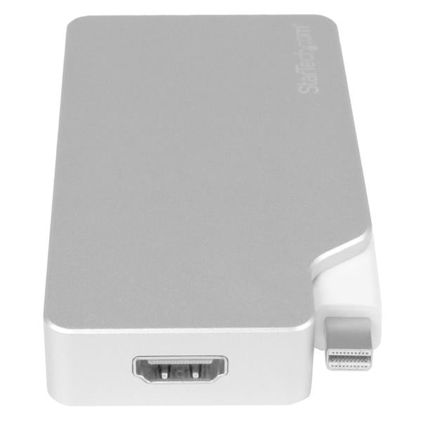 STARTECH Aluminum Travel A|V Adapter: 3-in-1 Mini DisplayPort to VGA | DVI or HDMI - mDP Adapter - 4K (MDPVGDVHD4K)