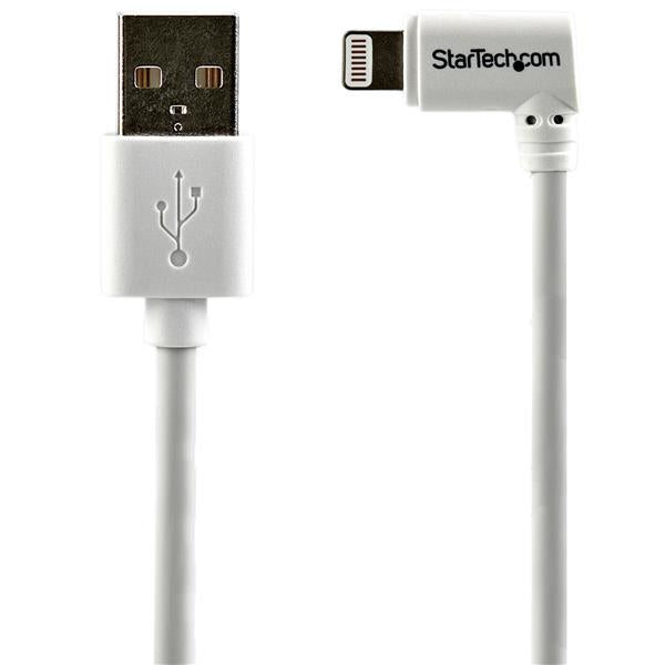 STARTECH Angled Lightning to USB Cable - 2m (6ft) - White - Apple MFi Certified (USBLT2MWR) (USBLT2MWR)