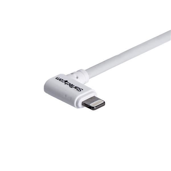 STARTECH Angled Lightning to USB Cable - 2m (6ft) - White - Apple MFi Certified (USBLT2MWR) (USBLT2MWR)