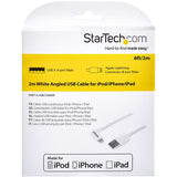 STARTECH Angled Lightning to USB Cable - 2m (6ft) - White - Apple MFi Certified (USBLT2MWR) (USBLT2MWR)