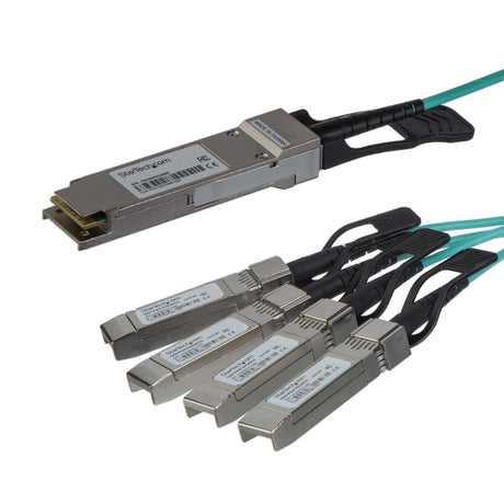 STARTECH AOC Breakout Cable for Cisco QSFP-4X10G-AOC10M - 15m|49ft 40G 1x QSFP+ to 4x SFP+ AOC Cable - 40GbE | 40Gbps QSFP Plus Transceiver Module Active Optical Fiber - C9300 C3850 (QSFP4X10AO15) (QSFP4X10AO15)