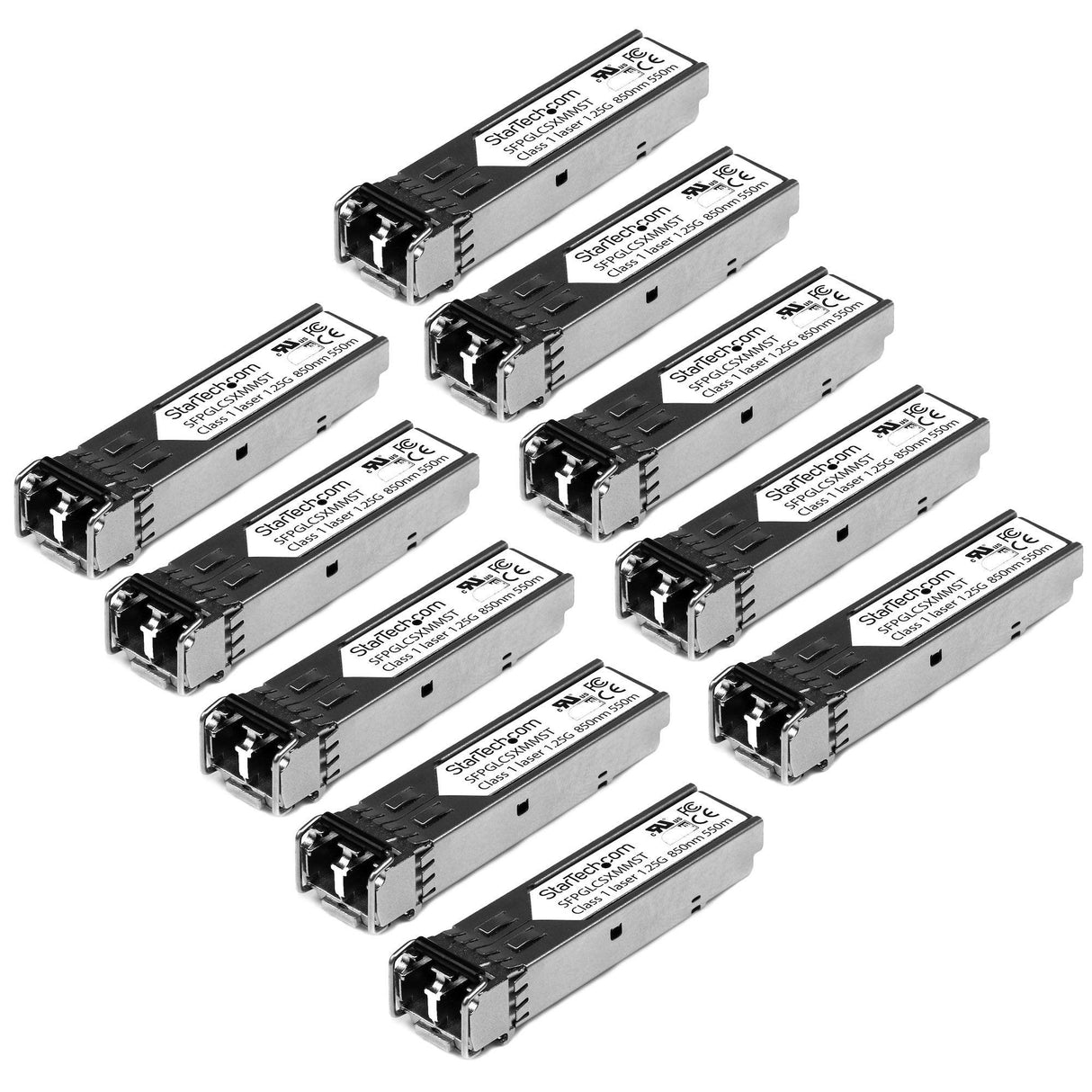 STARTECH Cisco GLC-SX-MM Compatible SFP Module (10 Pack) - 1000BASE-SX - 1GbE Multimode Fiber MMF Optic Transceiver - 1GbE SFP - LC 550m - 850nm DDM Cisco IE3200 | IE3300 | ME1200 (GLCSXMM10PST) (GLCSXMM10PST)