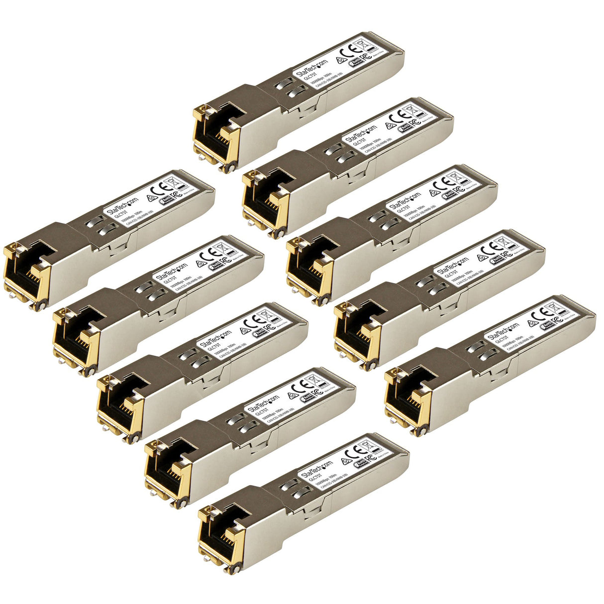 STARTECH Cisco GLC-T Compatible SFP Module (10 Pack) - 1000BASE-T - SFP to RJ45 Cat6|Cat5e - 1GE Gigabit Ethernet SFP - RJ-45 100m - Cisco Firepower | ASR920 | IE2000 (GLCT10PKST) (GLCT10PKST)