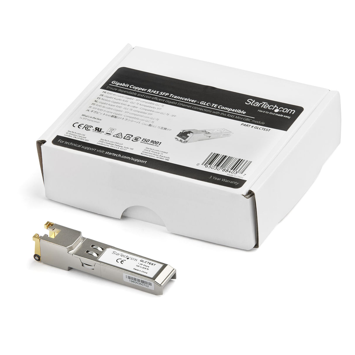 STARTECH Cisco GLC-TE Compatible Module - 1000BASE-T Copper Industrial Gigabit Ethernet Transceiver - SFP to RJ45 Cat6|Cat5e 100m Extended Temp - Cisco Firepower | IE 2000 | C9500 | C2960 (GLCTEST) (GLCTEST)